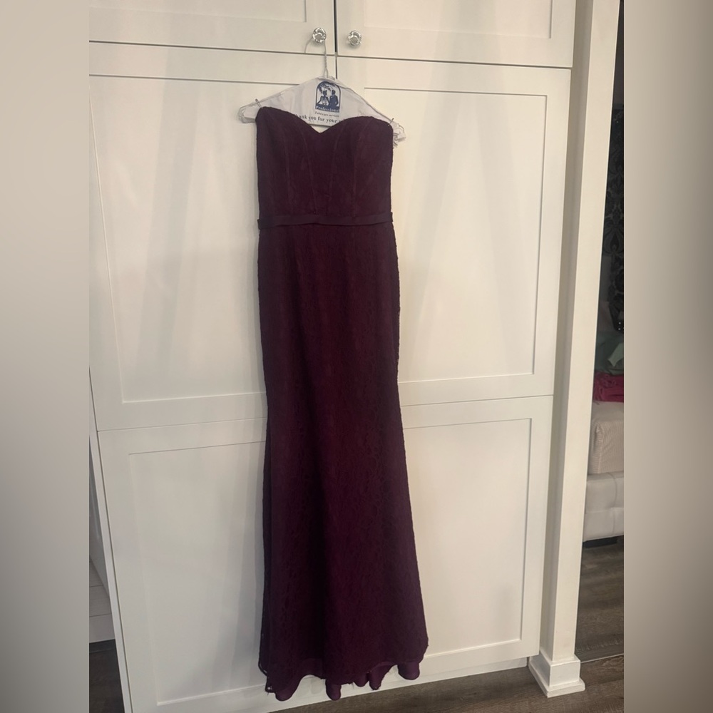 Elegant Strapless Plum Gown